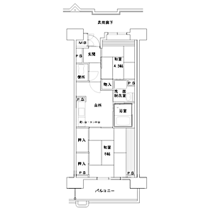 大阪市営住宅｜間取り図2Kタイプ（平成10年代）